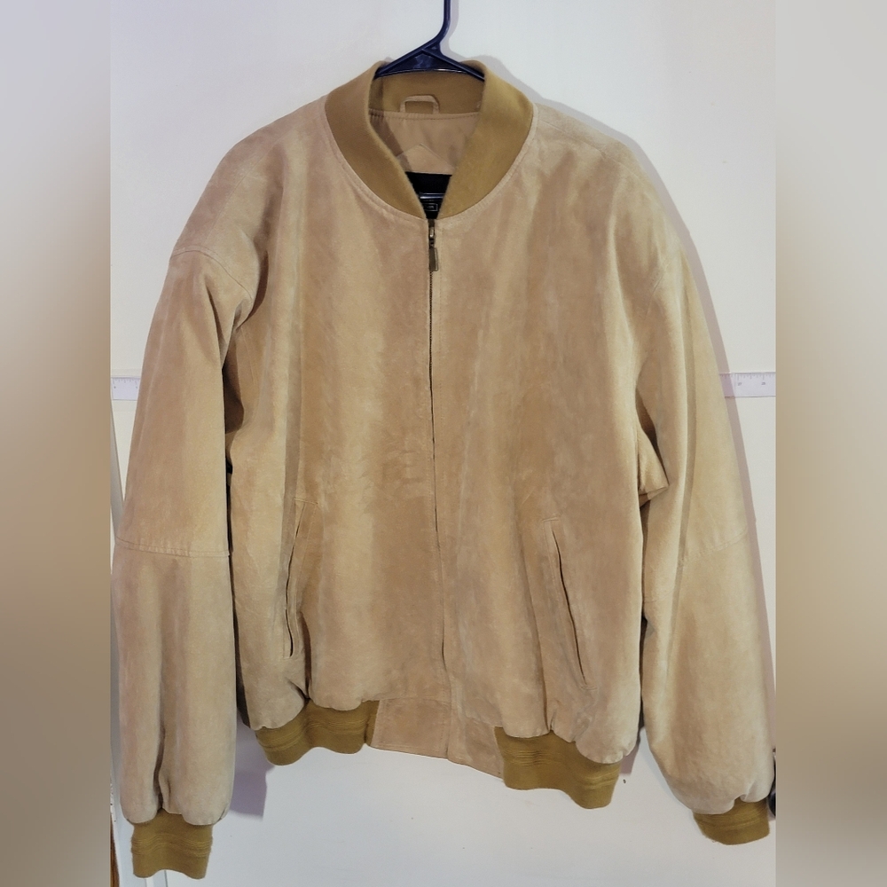 Croft & Barrow Men's Genuine Leather Light Brown Bomber Jacket Size Large